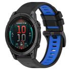 For Garmin Fenix E 47mm Sports Two-Color 22mm Silicone Watch Band(Black+Blue) - 1