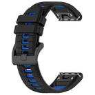 For Garmin Fenix E 47mm Sports Two-Color 22mm Silicone Watch Band(Black+Blue) - 2