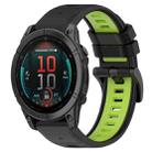 For Garmin Fenix E 47mm Sports Two-Color 22mm Silicone Watch Band(Black+Lime Green) - 1