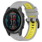 For Garmin Fenix E 47mm Sports Two-Color 22mm Silicone Watch Band(Grey+Yellow) - 1