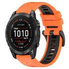 For Garmin Epix Pro 42mm 20mm Sports Two-Color Silicone Watch Band(Orange+Black) - 1