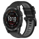 For Garmin Epix Pro 42mm 20mm Sports Two-Color Silicone Watch Band(Black+Grey) - 1