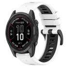 For Garmin Fenix 7S 20mm Sports Two-Color Silicone Watch Band(White+Black) - 1