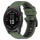 For Garmin Fenix 7S 20mm Sports Two-Color Silicone Watch Band(Olive Green+Black) - 1