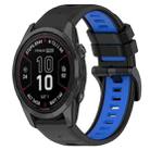 For Garmin Fenix 7S 20mm Sports Two-Color Silicone Watch Band(Black+Blue) - 1