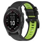 For Garmin Fenix 7S 20mm Sports Two-Color Silicone Watch Band(Black+Lime Green) - 1