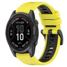 For Garmin Fenix 7S 20mm Sports Two-Color Silicone Watch Band(Yellow+Black) - 1