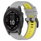 For Garmin Fenix 7S 20mm Sports Two-Color Silicone Watch Band(Grey+Yellow) - 1