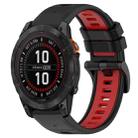For Garmin Fenix 7S Solar 20mm Sports Two-Color Silicone Watch Band(Black+Red) - 1
