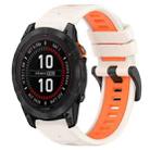 For Garmin Fenix 7S Solar 20mm Sports Two-Color Silicone Watch Band(Starlight+Orange) - 1