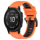 For Garmin Fenix 6S 20mm Sports Two-Color Silicone Watch Band(Orange+Black) - 1