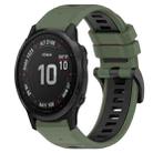 For Garmin Fenix 6S 20mm Sports Two-Color Silicone Watch Band(Olive Green+Black) - 1