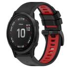 For Garmin Fenix 6S 20mm Sports Two-Color Silicone Watch Band(Black+Red) - 1