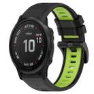 For Garmin Fenix 6S Pro 20mm Sports Two-Color Silicone Watch Band(Black+Lime Green) - 1