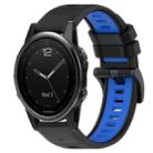 For Garmin Fenix 5S 20mm Sports Two-Color Silicone Watch Band(Black+Blue) - 1