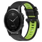 For Garmin Fenix 5S 20mm Sports Two-Color Silicone Watch Band(Black+Lime Green) - 1