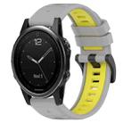 For Garmin Fenix 5S 20mm Sports Two-Color Silicone Watch Band(Grey+Yellow) - 1
