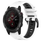 For Garmin Fenix 5S Plus 20mm Sports Two-Color Silicone Watch Band(White+Black) - 1