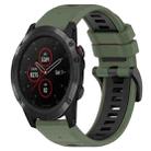 For Garmin Fenix 5S Plus 20mm Sports Two-Color Silicone Watch Band(Olive Green+Black) - 1