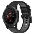 For Garmin Fenix 5S Plus 20mm Sports Two-Color Silicone Watch Band(Black+Grey) - 1