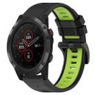 For Garmin Fenix 5S Plus 20mm Sports Two-Color Silicone Watch Band(Black+Lime Green) - 1
