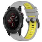 For Garmin Fenix 5S Plus 20mm Sports Two-Color Silicone Watch Band(Grey+Yellow) - 1