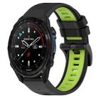 For Garmin Descent Mk3i 43mm 20mm Sports Two-Color Silicone Watch Band(Black+Lime Green) - 1