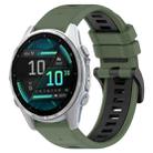 For Garmin Fenix 8 AMOLED 43mm Sports Two-Color 20mm Silicone Watch Band(Olive Green+Black) - 1