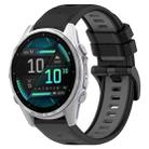 For Garmin Fenix 8 AMOLED 43mm Sports Two-Color 20mm Silicone Watch Band(Black+Grey) - 1