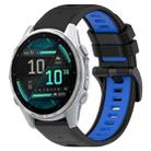 For Garmin Fenix 8 AMOLED 43mm Sports Two-Color 20mm Silicone Watch Band(Black+Blue) - 1