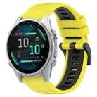 For Garmin Fenix 8 AMOLED 43mm Sports Two-Color 20mm Silicone Watch Band(Yellow+Black) - 1