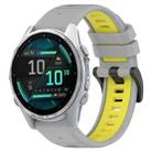 For Garmin Fenix 8 AMOLED 43mm Sports Two-Color 20mm Silicone Watch Band(Grey+Yellow) - 1