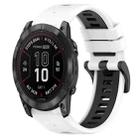 For Garmin Fenix 7X Pro 51mm Sports Two-Color 26mm Silicone Watch Band(White+Black) - 1