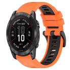 For Garmin Fenix 7X Pro 51mm 26mm Sports Two-Color Silicone Watch Band(Orange+Black) - 1