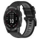 For Garmin Fenix 7X Pro 51mm 26mm Sports Two-Color Silicone Watch Band(Black+Grey) - 1
