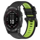 For Garmin Fenix 7X Pro 51mm 26mm Sports Two-Color Silicone Watch Band(Black+Lime Green) - 1