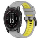 For Garmin Fenix 7X Pro 51mm 26mm Sports Two-Color Silicone Watch Band(Grey+Yellow) - 1