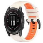 For Garmin Fenix 7X Pro 51mm 26mm Sports Two-Color Silicone Watch Band(Starlight+Orange) - 1