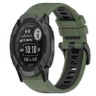 For Garmin Instinct 2X Solar 26mm Sports Two-Color Silicone Watch Band(Olive Green+Black) - 1