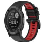 For Garmin Instinct 2X Solar 26mm Sports Two-Color Silicone Watch Band(Black+Red) - 1