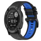 For Garmin Instinct 2X Solar 26mm Sports Two-Color Silicone Watch Band(Black+Blue) - 1