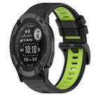 For Garmin Instinct 2X Solar 26mm Sports Two-Color Silicone Watch Band(Black+Lime Green) - 1