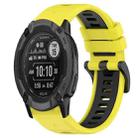 For Garmin Instinct 2X Solar 26mm Sports Two-Color Silicone Watch Band(Yellow+Black) - 1