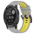 For Garmin Instinct 2X Solar 26mm Sports Two-Color Silicone Watch Band(Grey+Yellow) - 1