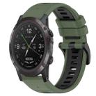 For Garmin D2 Delta PX 26mm Sports Two-Color Silicone Watch Band(Olive Green+Black) - 1