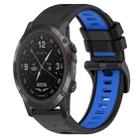 For Garmin D2 Delta PX 26mm Sports Two-Color Silicone Watch Band(Black+Blue) - 1