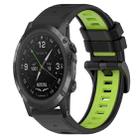 For Garmin D2 Delta PX 26mm Sports Two-Color Silicone Watch Band(Black+Lime Green) - 1