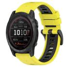 For Garmin Tactix 7 Pro 26mm Sports Two-Color Silicone Watch Band(Yellow+Black) - 1