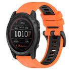 For Garmin Tactix 7 26mm Sports Two-Color Silicone Watch Band(Orange+Black) - 1