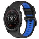 For Garmin Tactix 7 26mm Sports Two-Color Silicone Watch Band(Black+Blue) - 1